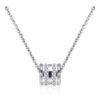Stainless Steel Cubic Zirconia Black Pendant Necklace