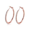 Pink Square Rhinestone Hoop Earrings