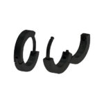 Stainless Steel Black Huggie Earrings - Image 2