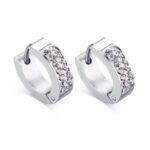 Stainless Steel CZ Huggie Hoop Earrings