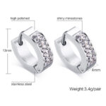 Stainless Steel CZ Huggie Hoop Earrings - Image 2