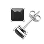 .925 Sterling Silver Black Square Stud Earrings 9 mm - Image 2