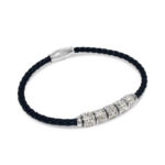 Stainless Steel Black Leather Bracelet