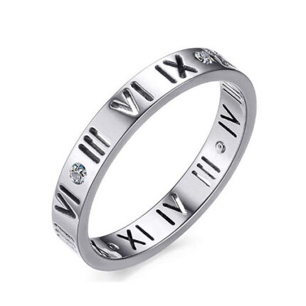 Stainless Steel CZ Roman Numeral Ring