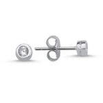 .925 Sterling Silver CZ Round Bezel Stud Earrings 3mm