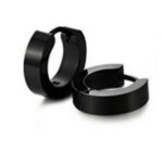 Stainless Steel Black Huggie Earrings