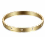 Stainless Steel Gold Rhinestone Bangle Bracelet