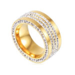 Stainless Steel Gold Cylinder Ring