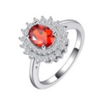 Red Elegant Crystal Flower Ring