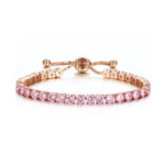 Adjustable Pink Rhinestone Tennis Bracelet