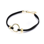Black Choker Necklace Gold Circle