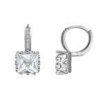 Princess Cut CZ Leverback Earrings