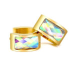 Stainless Steel Gold AB Huggie Earrings - Image 2