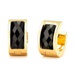 Stainless Steel Gold Black Huggie Earrings