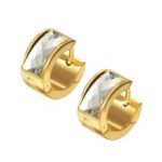 Stainless Steel Gold Clear Huggie Earrings