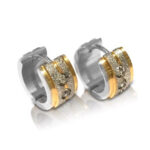 Stainless Steel Silver/Gold CZ Huggie Earrings
