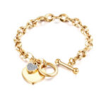T Bar Heart Bracelet Gold