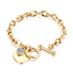 T Bar Heart Bracelet Gold