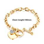 T Bar Heart Bracelet Gold - Image 2