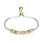 Adjustable Stainless Steel 2 Tone Charm Bracelet