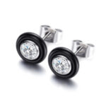 Bezel Black Stud Earrings