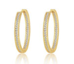 Bezel Rhinestone Hoop Earrings