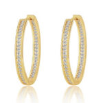 Bezel Rhinestone Hoop Earrings