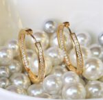 Bezel Rhinestone Hoop Earrings - Image 3