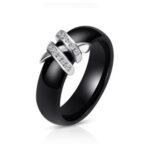 Black Porcelain CZ Ring