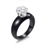 Black Porcelain Solitaire Ring