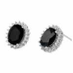 Black Stone Rhinestone Earrings