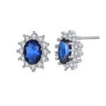 Blue Oval Sapphire Earrings