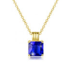 Blue Square Pendant Necklace