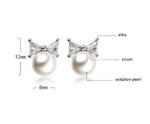 Bow Pearl Stud Earrings - Image 2