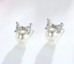 Bow Pearl Stud Earrings - Image 3