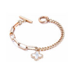 Clover Leaf Toggle Tie Bracelet Rose Gold