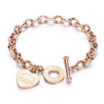 Engraved Heart Bracelet Rose Gold