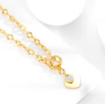 T Bar Heart Necklace Gold - Image 2