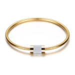 Stainless Steel Gold Rhinestone Bangle