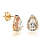 Gold Rhinestone Rain Drop Earrings
