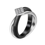 Porcelain Titanium 2 tone CZ Ring