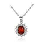 Red Elegant Crystal Flower Necklace