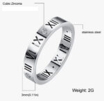 Stainless Steel CZ Roman Numeral Ring - Image 2