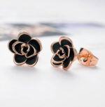 Rose Gold Flower Stud Earrings - Image 2