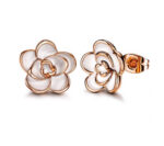 Rose Gold Flower Stud Earrings - Image 3