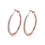 Rose Gold Rhinestone Hoop Earrings
