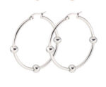 Gold Hoop Ball Earrings - Image 4