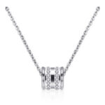 Stainless Steel Cubic Zirconia Pendant Necklace