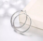 Silver Sparkly Hoop Earrings - Image 2