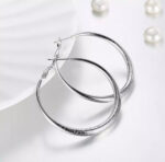 Silver Sparkly Hoop Earrings - Image 3